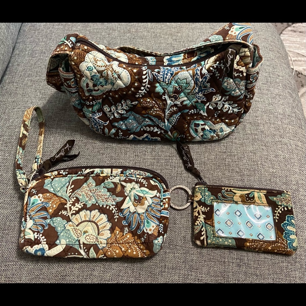 Vera Bradley Java Blue Purse, Wristlet, ID Holder
